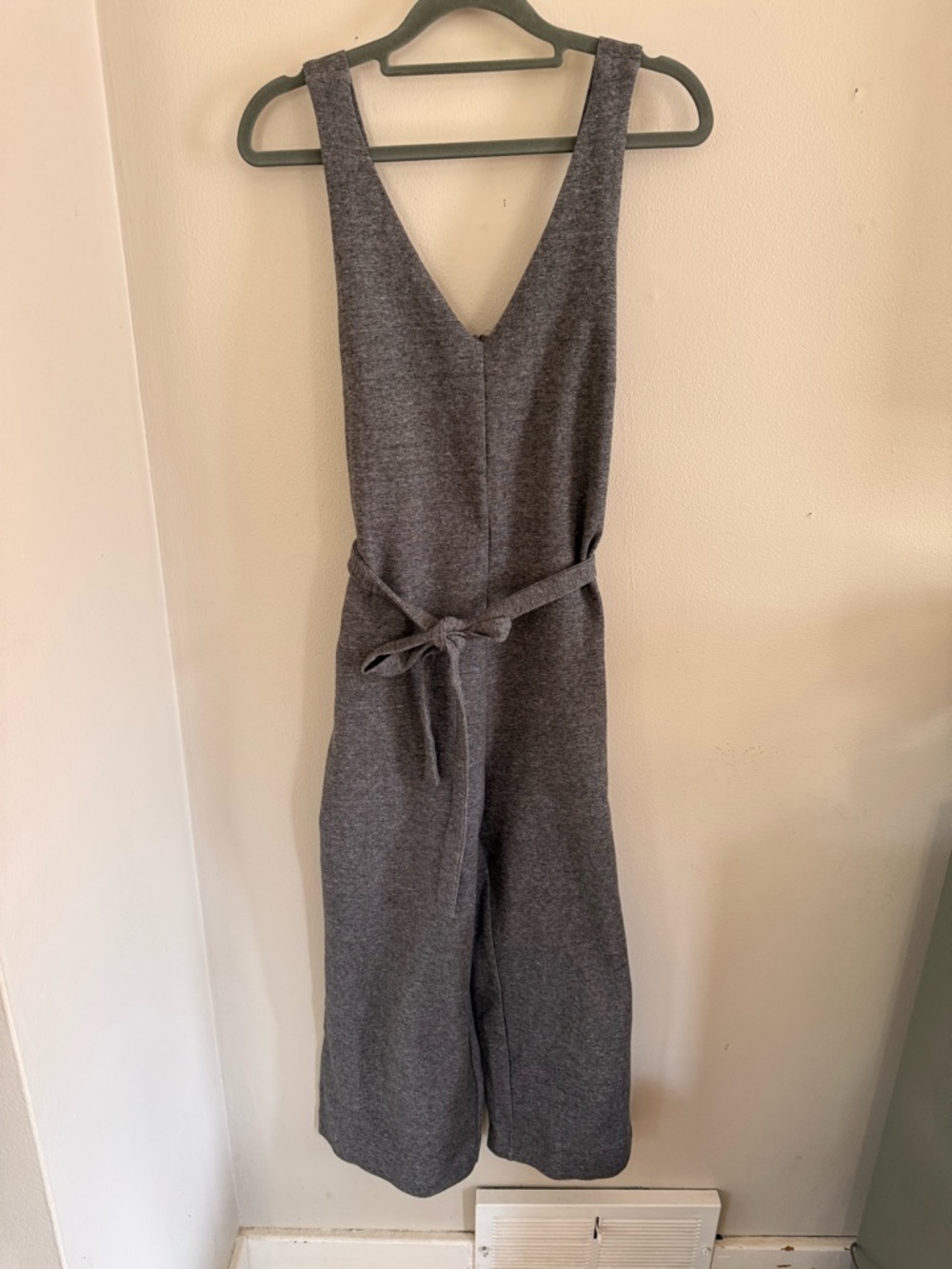 Frank & Oak Sleeveless V-Neck Wide-Leg Jumpsuit in Gray
